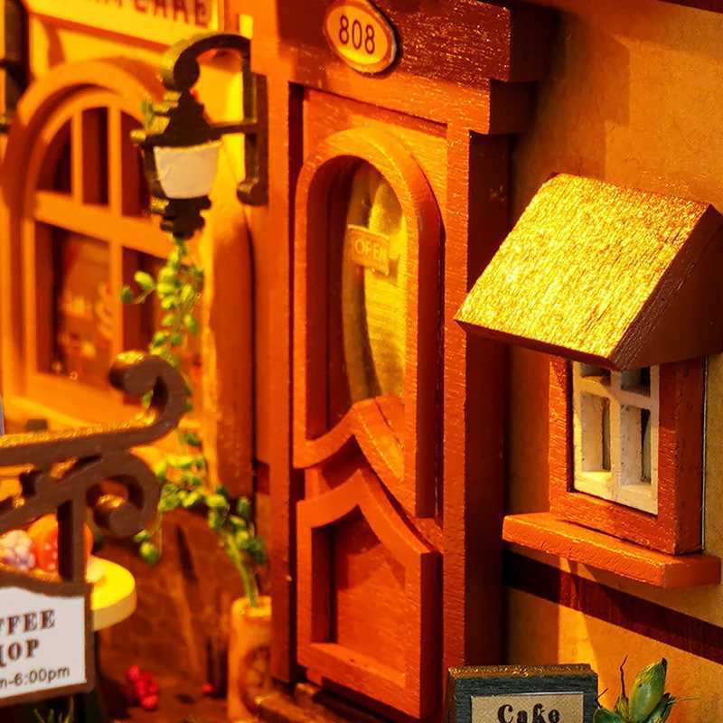 Architecture/DIY House Bookshelf set Doll House Wooden Lighted DIY Book Nook Kit 3D Puzzle Assembly Building Model Bookends Adult Birthday Gifts