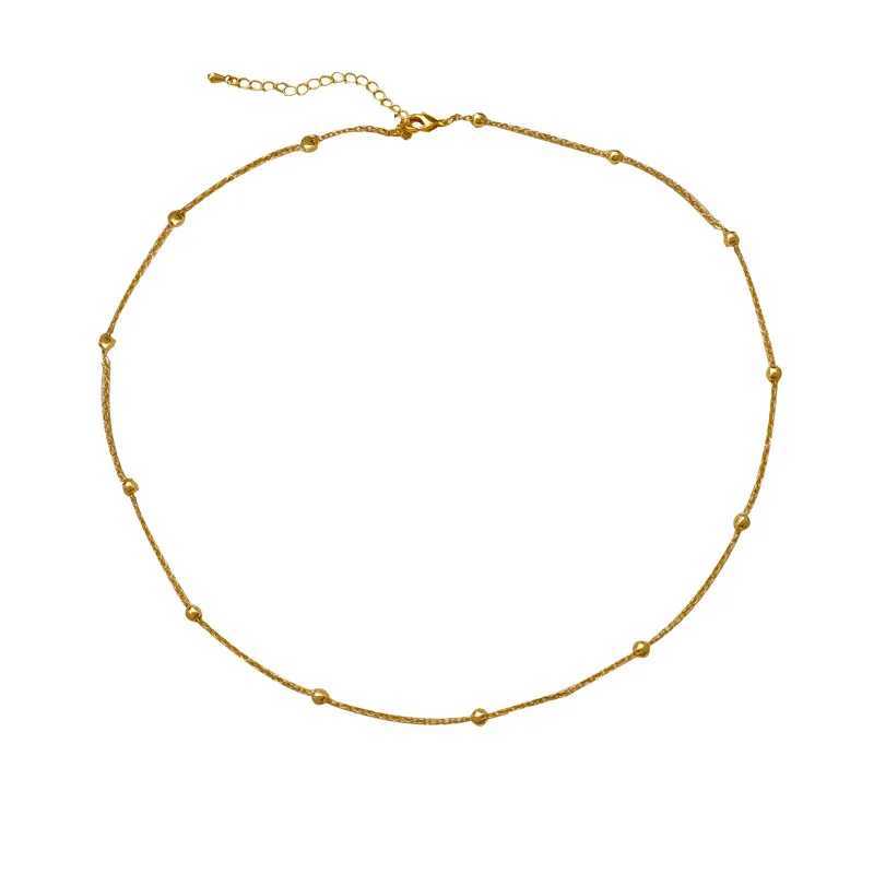 Pendant Necklaces Tren Jewelry One Layer Small Bead Chain Necklace Suitable for Women Thick Gold Plated with High Quality Brass Metal Hot Selling J240513