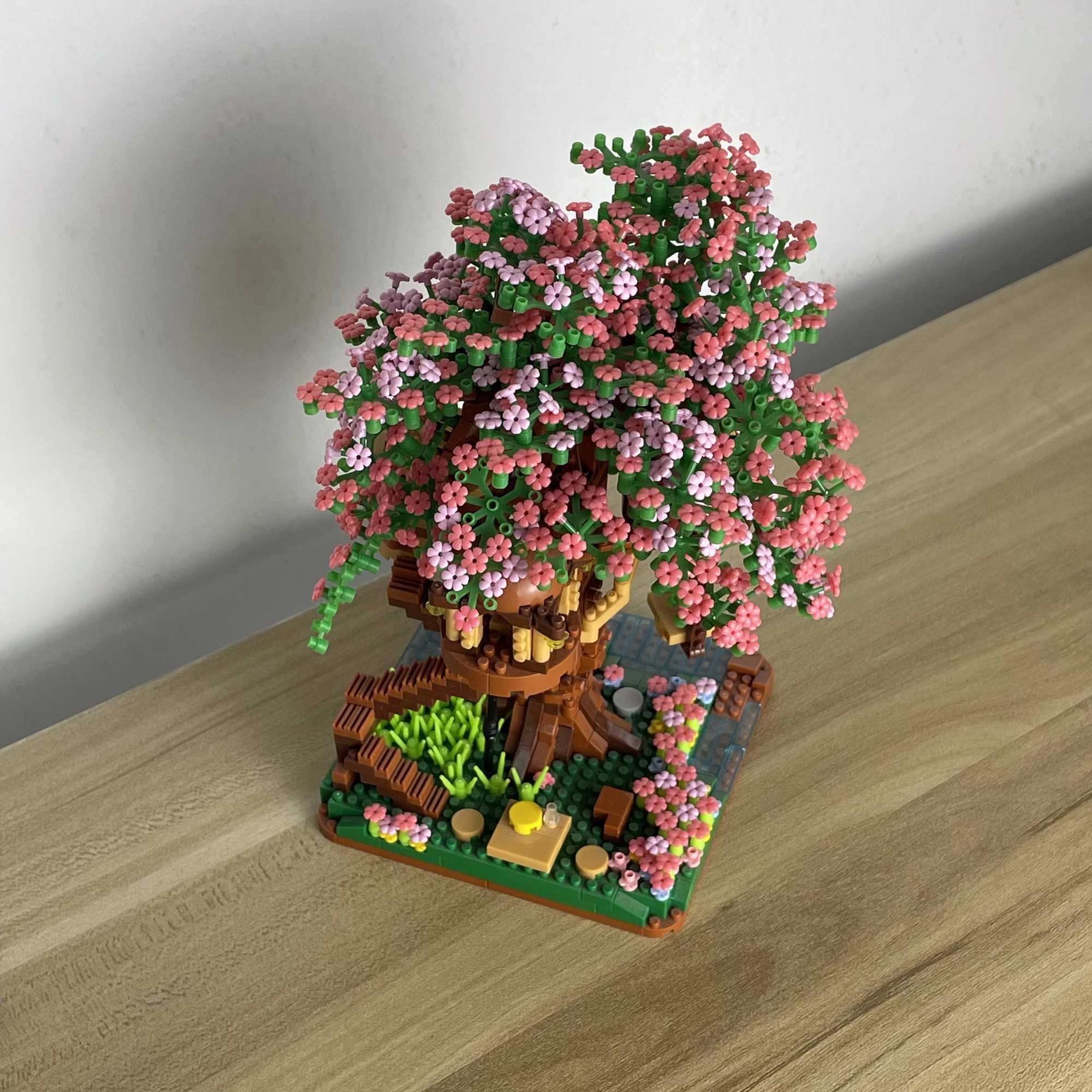 Architectuur/DIY House Mini Sakura Tree House Building Block Set |Stad Street View Diy Toys |Cherry Blossom Model cadeau voor kinderen