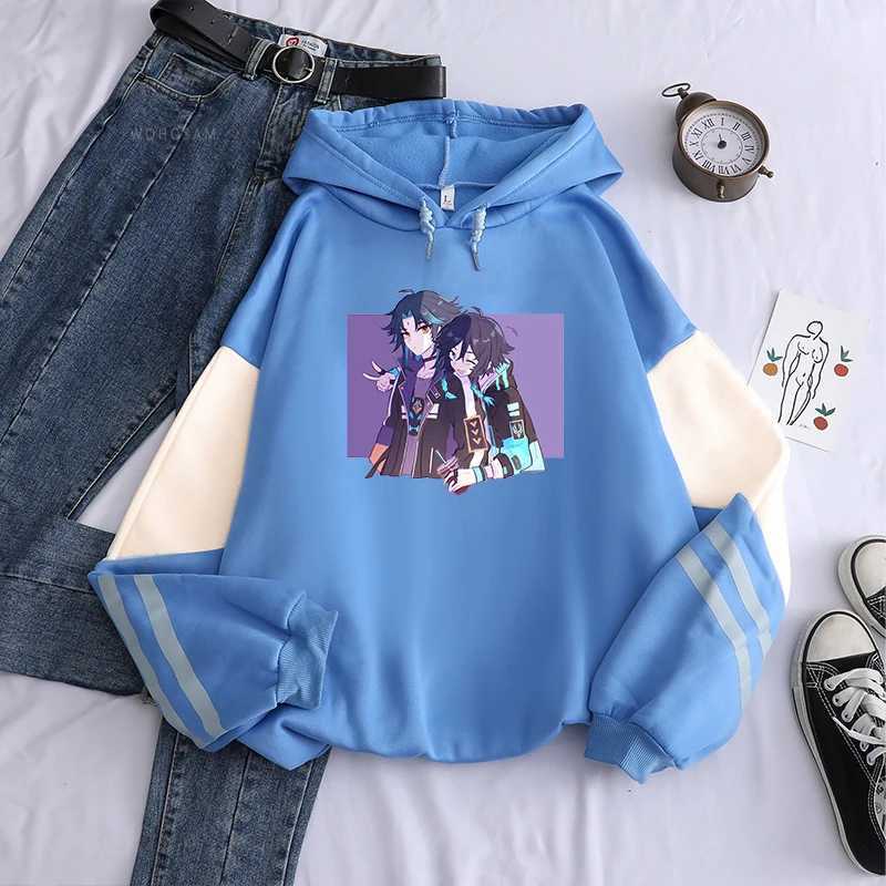 Heren Hoodies Sweatshirts Anime Game Genshin Impact Hoodies Harajuku Xiao Zhong Li Kawaii Poster Cartoon vrouwen Men unisex plus size long slve sweatshirt T240510