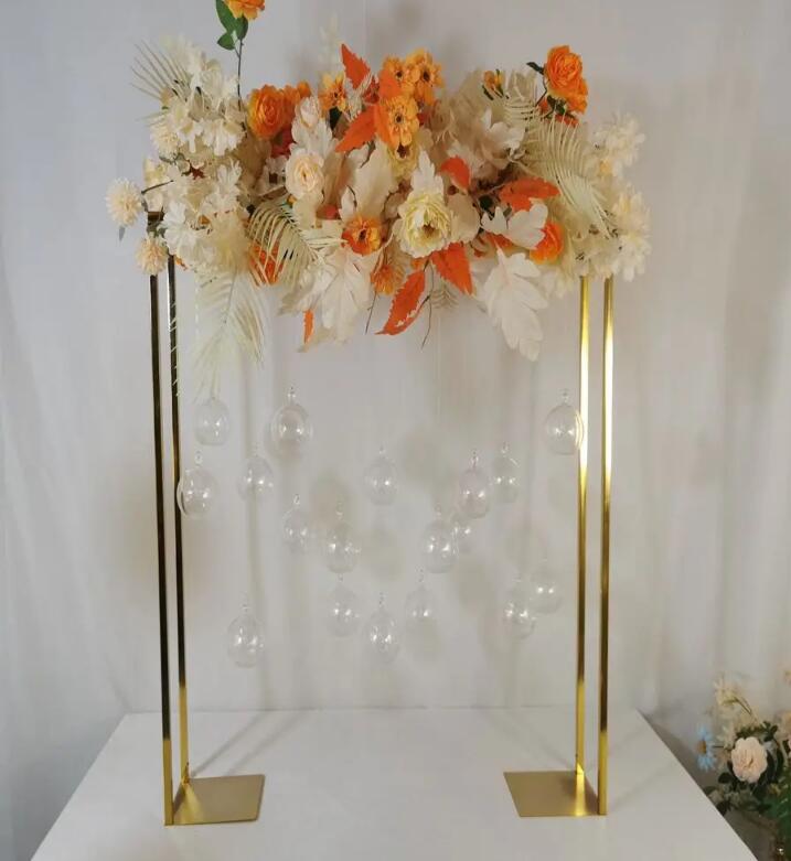 Nouveaux accessoires de mariage Double poteau arc carré fleur de porte extérieure de porte carrée de mariage en fer forgé décoration de cadre de fond en fer forgé