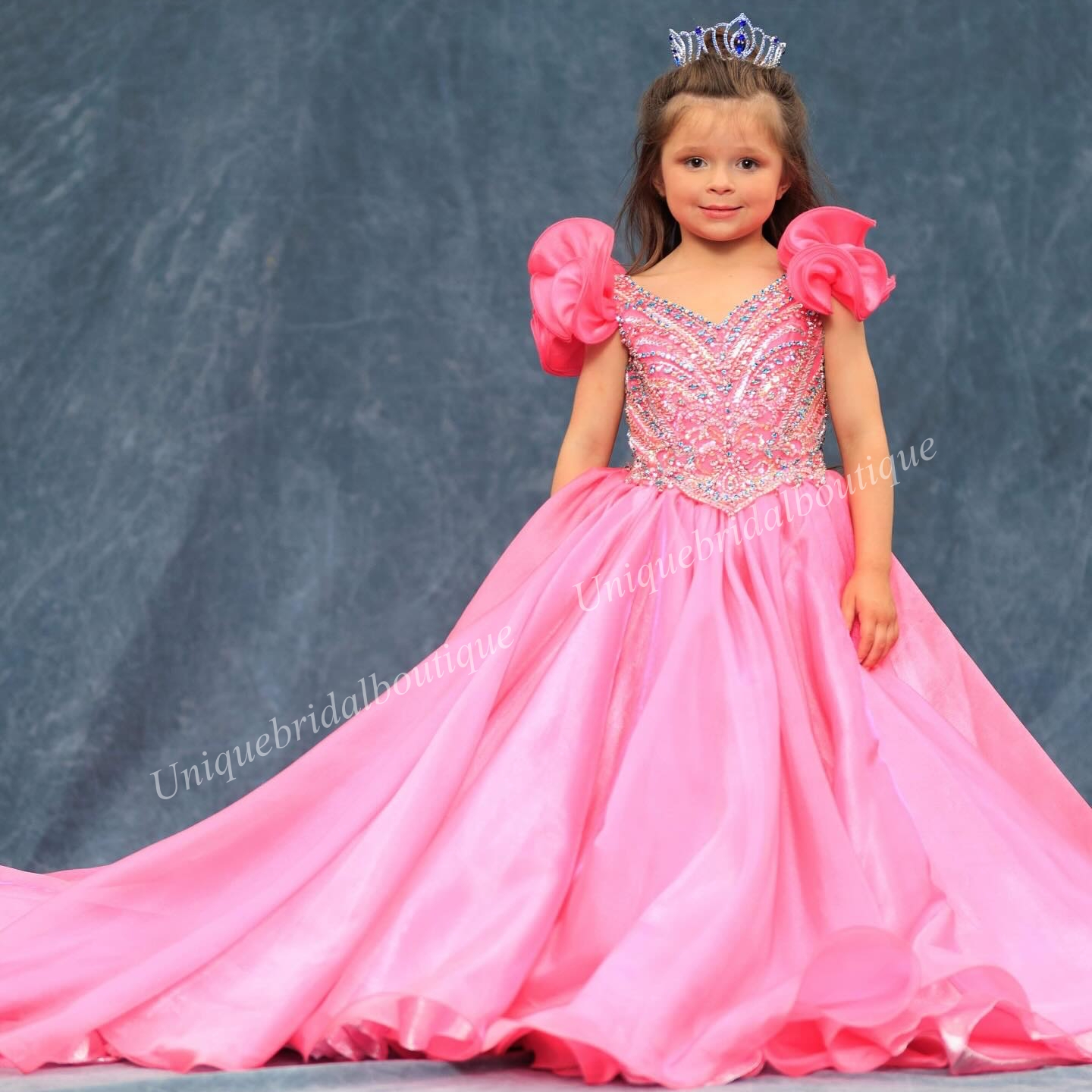 Hot Pink Girl Controsel sukienka nastolatki metal organza mały dzieciak księżniczka urodziny formalny suknia imprezowa