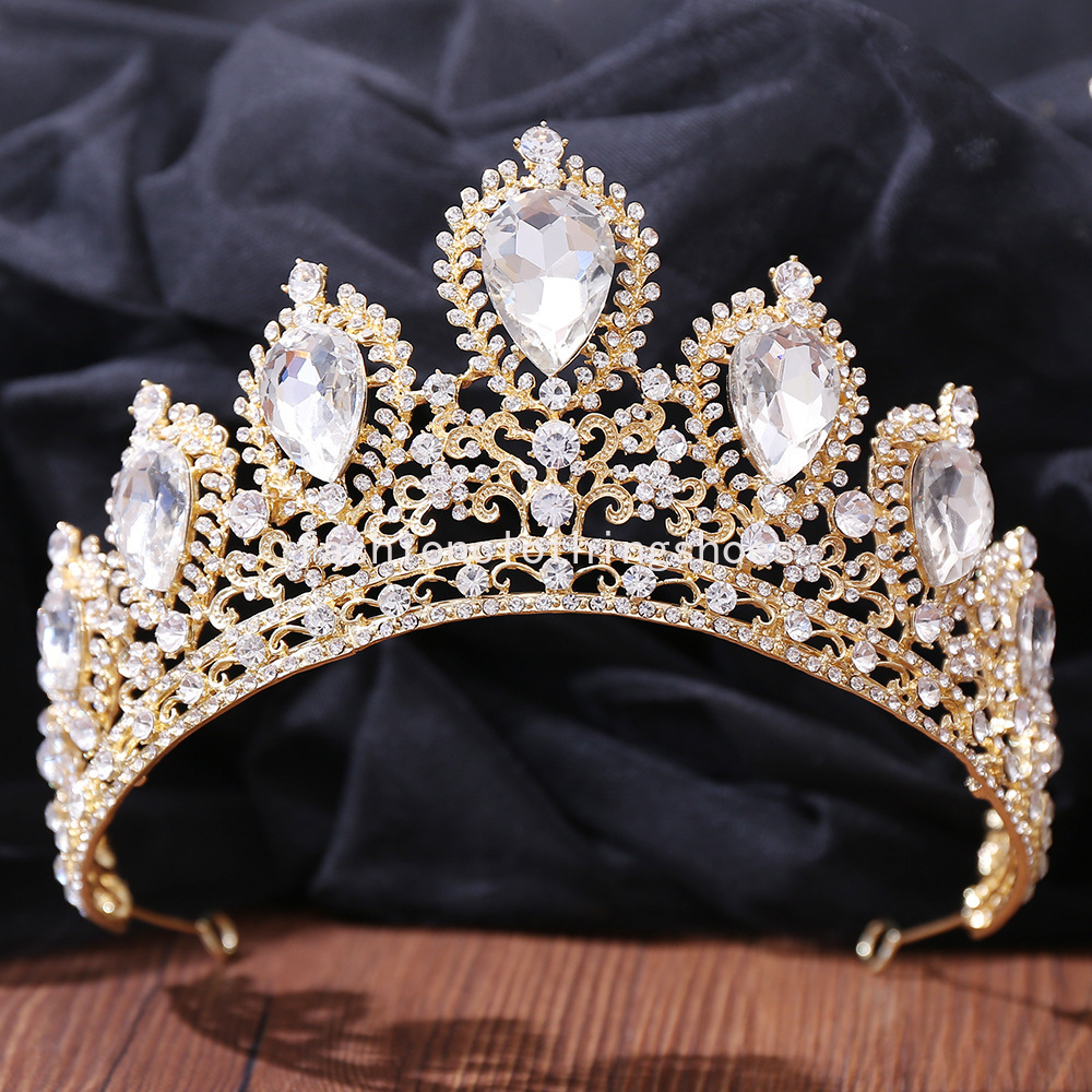 Luxury Princess Crown Women Opal Crystal Bridal Wedding Tiaras Crown pannband Hårtillbehör