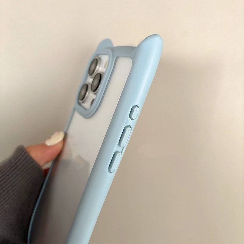 Caseist söt 3D -kattöron Telefonfodral akryl tydligt transparent par ins heta trend kawaii mobil tpu stötfångare omslag flicka kvinnor gåva till iPhone 15 14 13 12 11 pro max plus