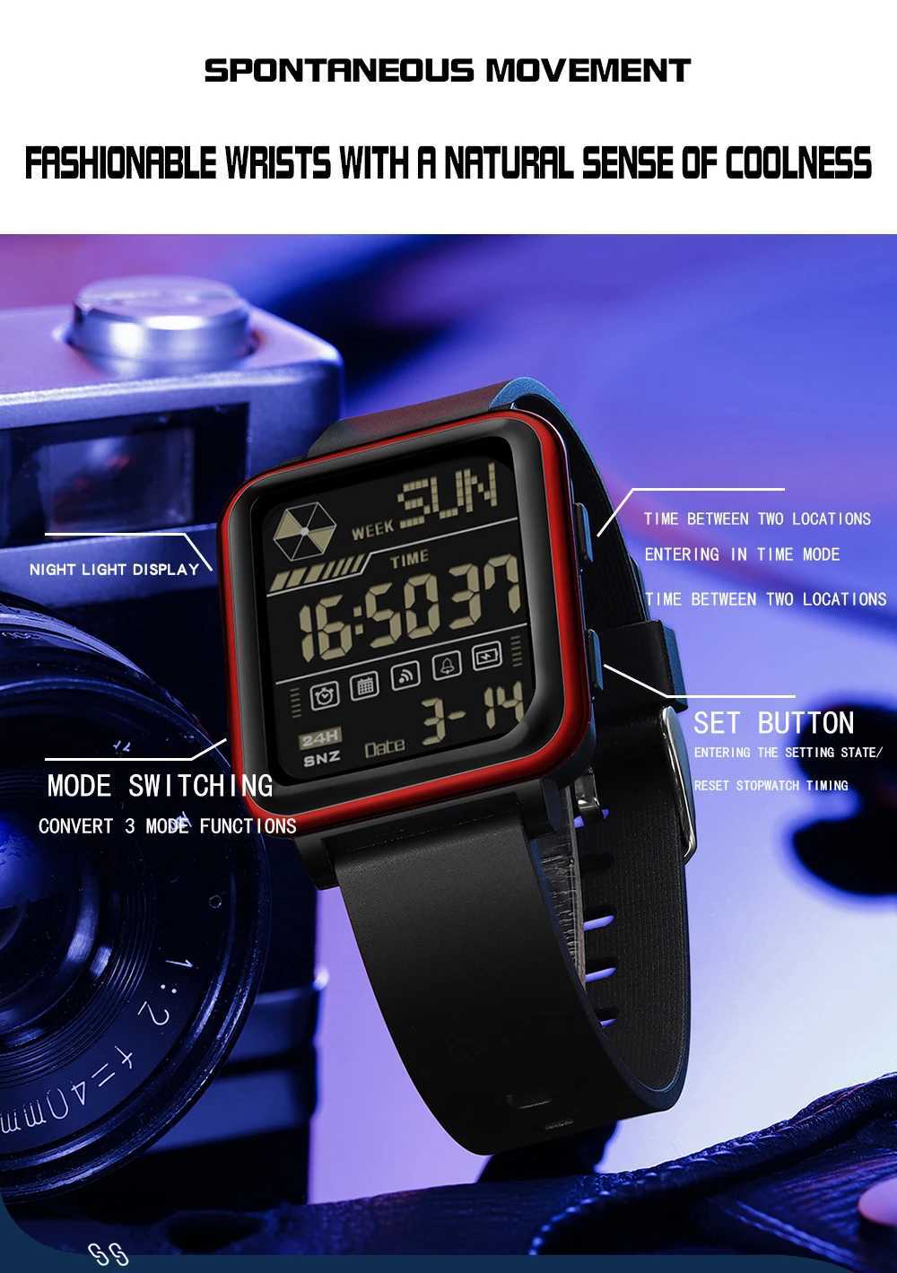 Wristwatches SANDA Digital Men Military Army Sport Wrist Top Brand Luxury LED Stop Waterproof Male Electronic Clock Gift 6159 Y240510
