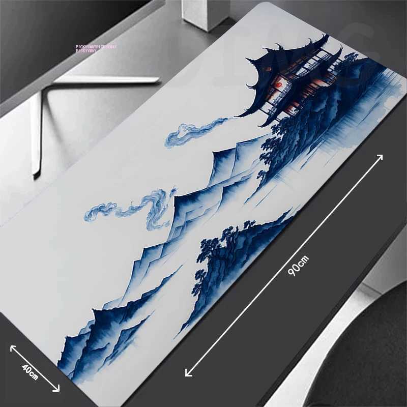 Mouse Pads Wrist Rests Chinese Ink Painting Mouse Pad Gamer Mousepads Big Gaming Mousepad XXL Mouse Mat Big Keyboard Mat Desk Pad J240510