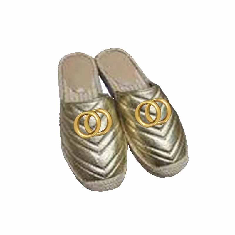Designer Summer Beach Slippers Fashion Lazy Baotou Plateforme Flops Letters Lette de cuir Lady Bottom Slides Femme Chaussures Metal Ladies Sandales Large Taille36-41 US4-US11