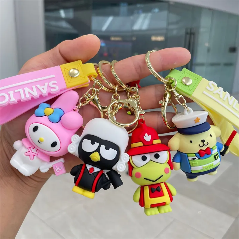 Kawaii Bulk Anime Car Keychain Doll Charm Accessories Key Ring Wholesale in Bulk Cute Couple Students Personalized Creative Valentine`s Day Gift 5 Style AA8 DHL