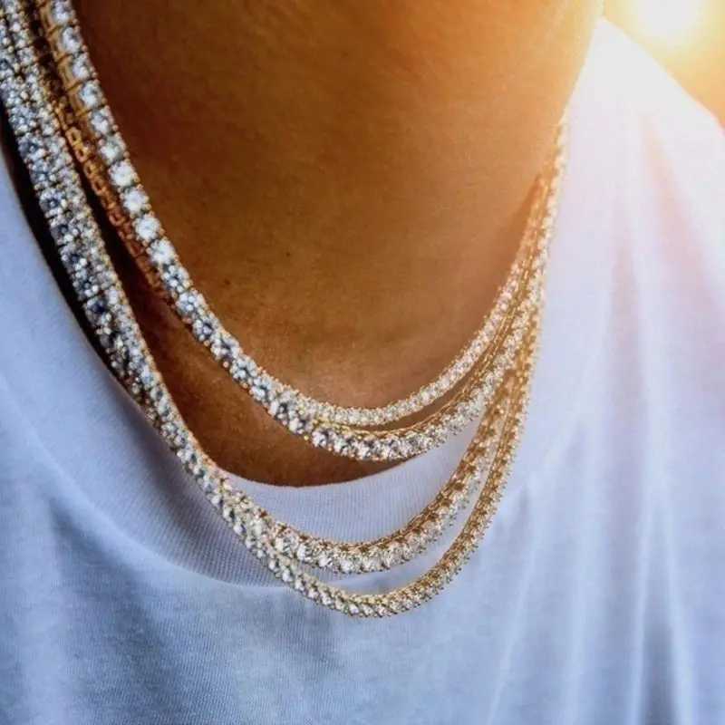 Tennis Ice Tennis Chain Mens Short and Fat Necklace Cubic Zircon Miami Cuban Link Chain Jewelry D0LC Ice Tennis Chain Mens Short and Fat Necklace d240514