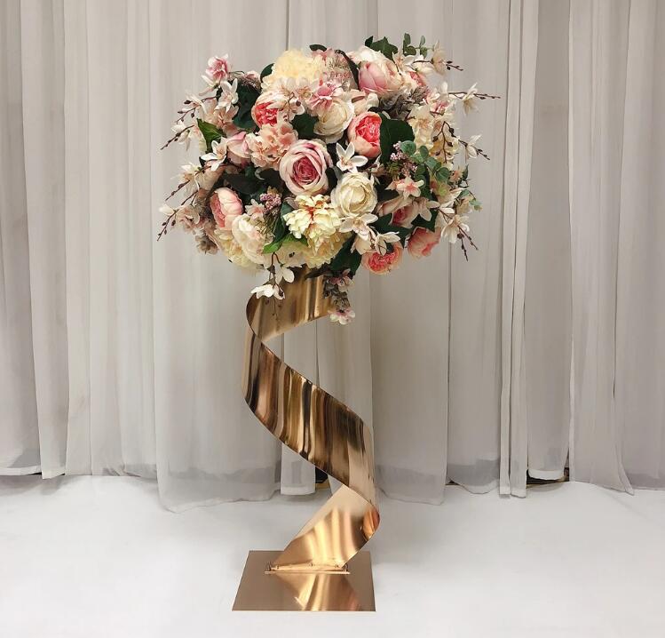 Altın Çiçek Yolu Kurşun Metal Düğün Masa Centerpieces Etkinlik Vazo Parti Çiçekleri Raf Evi Otel Dekorasyon