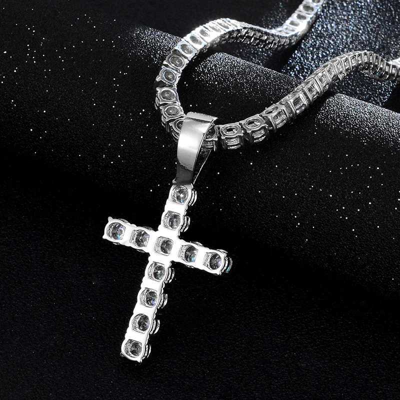 Tennis Hip Hop Iced Out Ankh Cross Bling CZ Cumbic Zirconia Collier et pendentif adaptés aux hommes Colliers de tennis Bijoux D240514