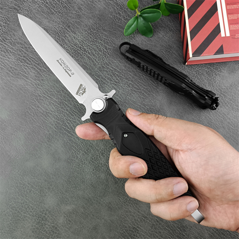 2024 Russische HOKC tactische vouwzak mes D2 Drop Point Blade G10 Handgreep Hoge kwaliteit Outdoor Camping Hunting Survival Knife 3300 4850 535 940 615 Gereedschap