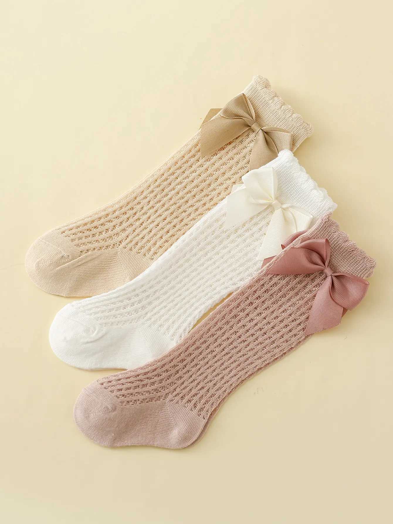 Kids Socks of mosquito proof socks decorated with baby girl bowsL2405