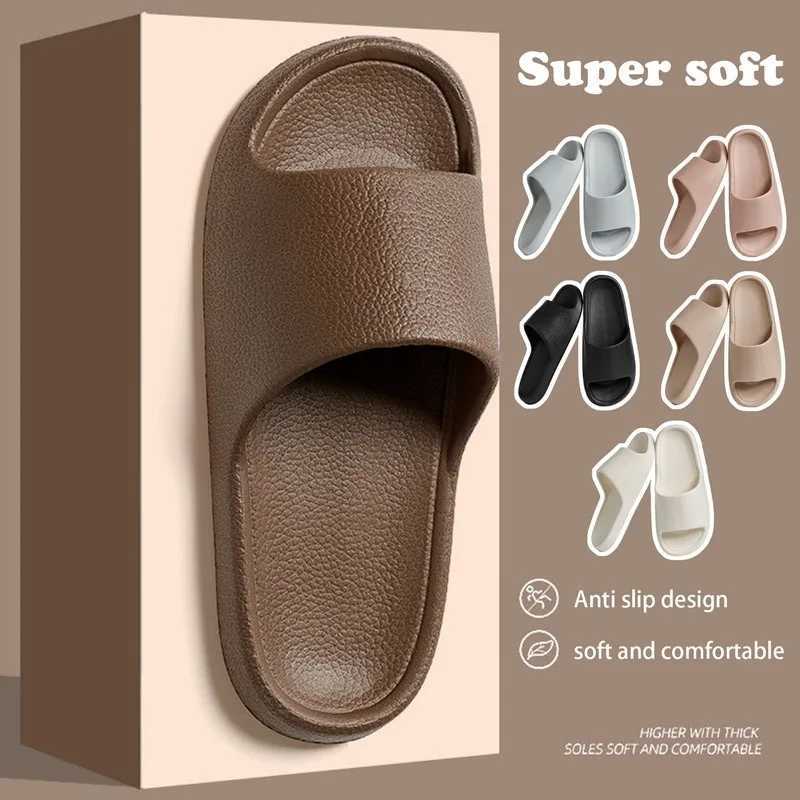 Slippels Fashion Men Leer textuur Zomer Flat lichtgewicht Eva Home Badkamer Slipper Comfort Paar Rides Douches Schoenen H240514