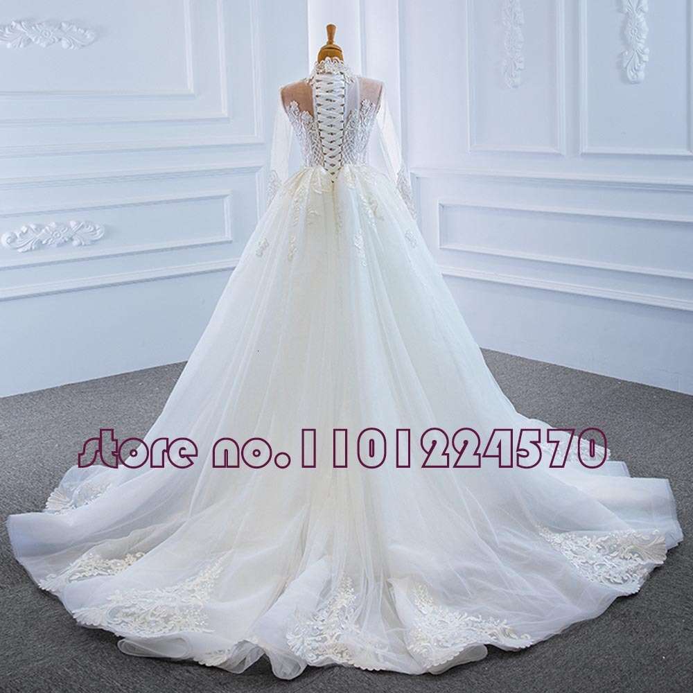 O-Neck Lace Up Back Long Sleeve Pearls Appliques Mermaid Wedding Dress With Detachable Train Vestido de Noiva Sereia