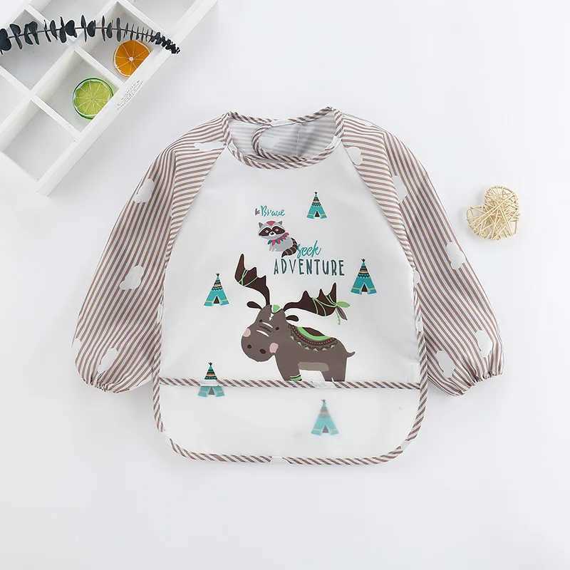 Bibben Burp Doeken Baby Bib Leuke kleurrijke cartoon waterdichte baby slabbetje baby voeding baby slabbetje stretch mouw pocket schort zelfvoeding baby 0-3YL240514