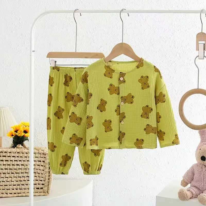 Pajamas Baby girl boy cotton pajama set shirt+pants baby and toddler cartoon printed pajamas baby home set 1-12Y d240515