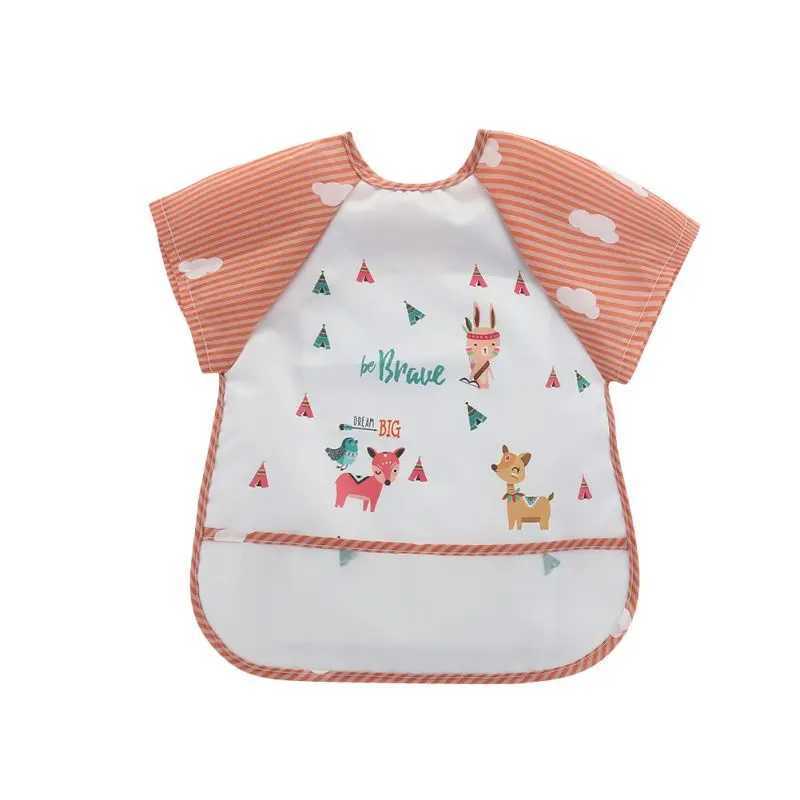Bibs Burp Cloths Boys girls infants and young children smoking and feeding accessories waterproof cartoon short sleeved bib uncle childrens clothingL240514