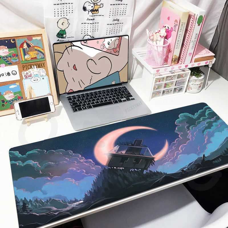 Cuscinetti mouse polso riposa magia luna grande tappetino topo gaming mousepad in gomma grande giocatore mousepads misterioso potenza 40x90 cm tappetini tastiera in gomma pad j240510