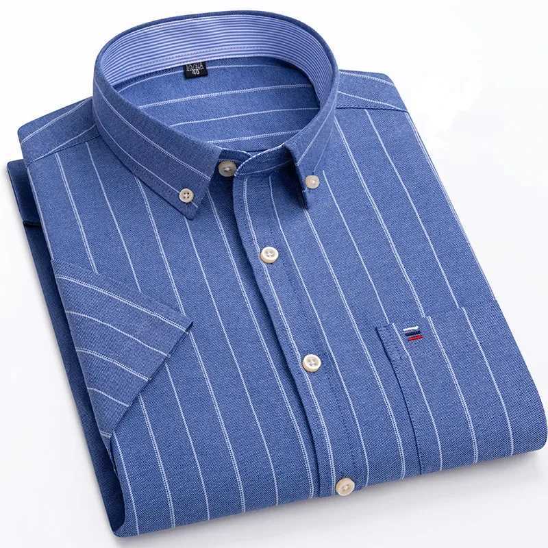 Camicie da uomo camicie da uomo di alta qualità Oxford cotone corta camicia a bluscia estate comfort traspassato classico a colori solidi affari il leisure y240514