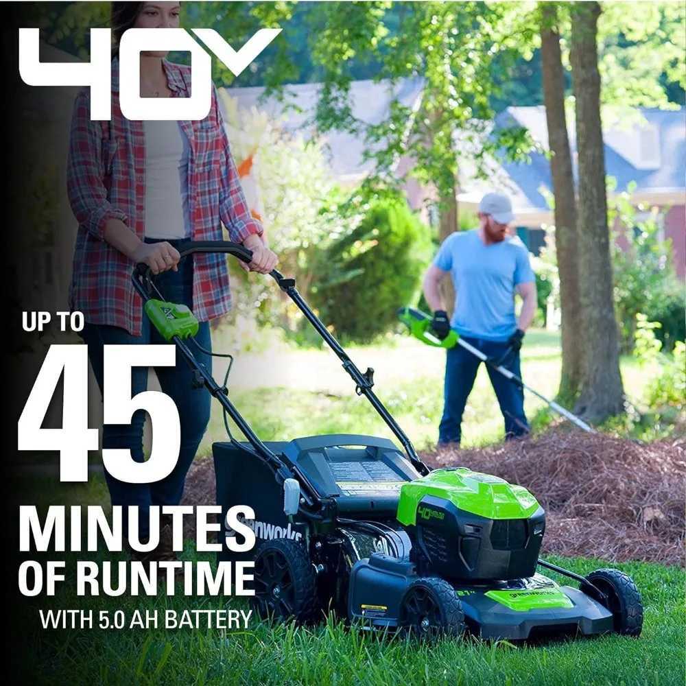 Lawn Mower GreenWorks 40V 21 Bezszczotek i bezprzewodowy push 75+narzędzia kompatybilne 5.0AH ładowarkę, w tym zasilanie Lawna Q240514