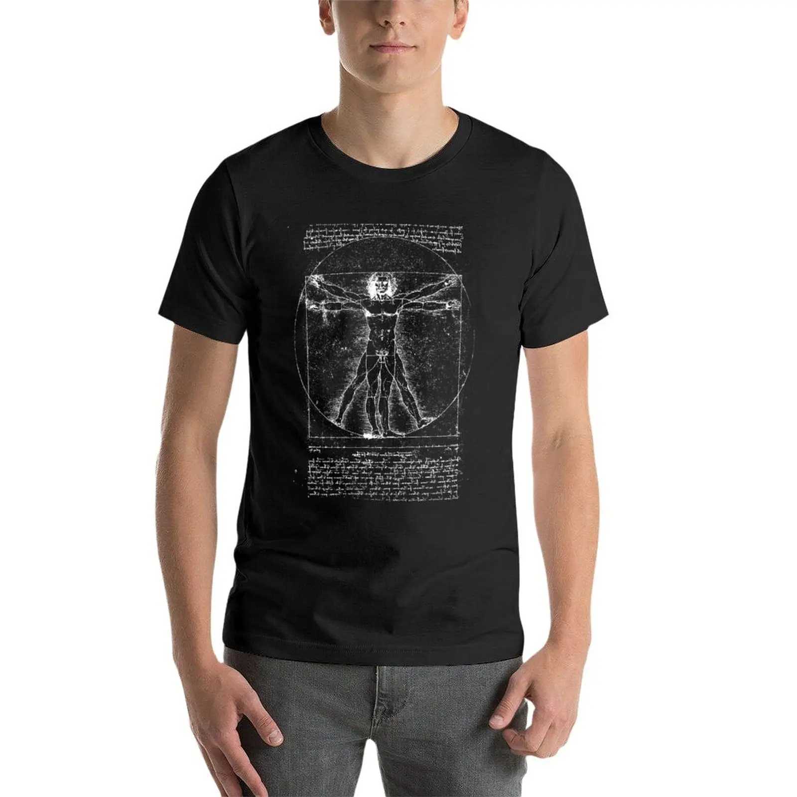 Herr t-shirts nya daVincis vitruvian man t-shirt vanlig t-shirt snabb torkning t-shirt t-shirts man djurtryck skjorta för pojkar män kläder t240515