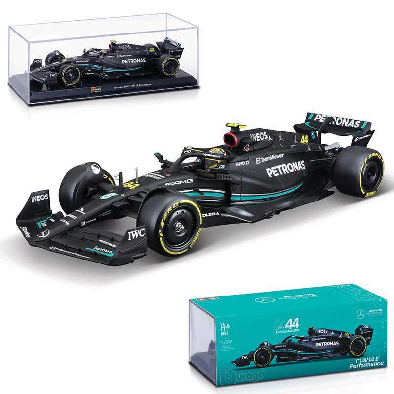 Diecast Model Cars Bburago 1 24 Mercedes AMG F1 Team W14 2023 Stor specialutgåva #44 Hamilton Alloy Car Model Formula Racing Die Cast Toys