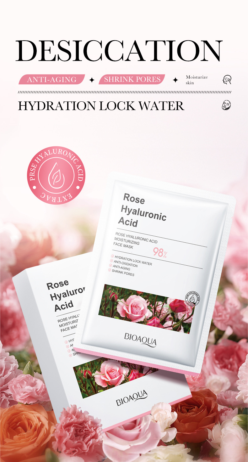 Förpackad Rose Face Mask Bioaoua Hydrates och fuktar långvarig närande och mjuk ansiktshudvård grossist