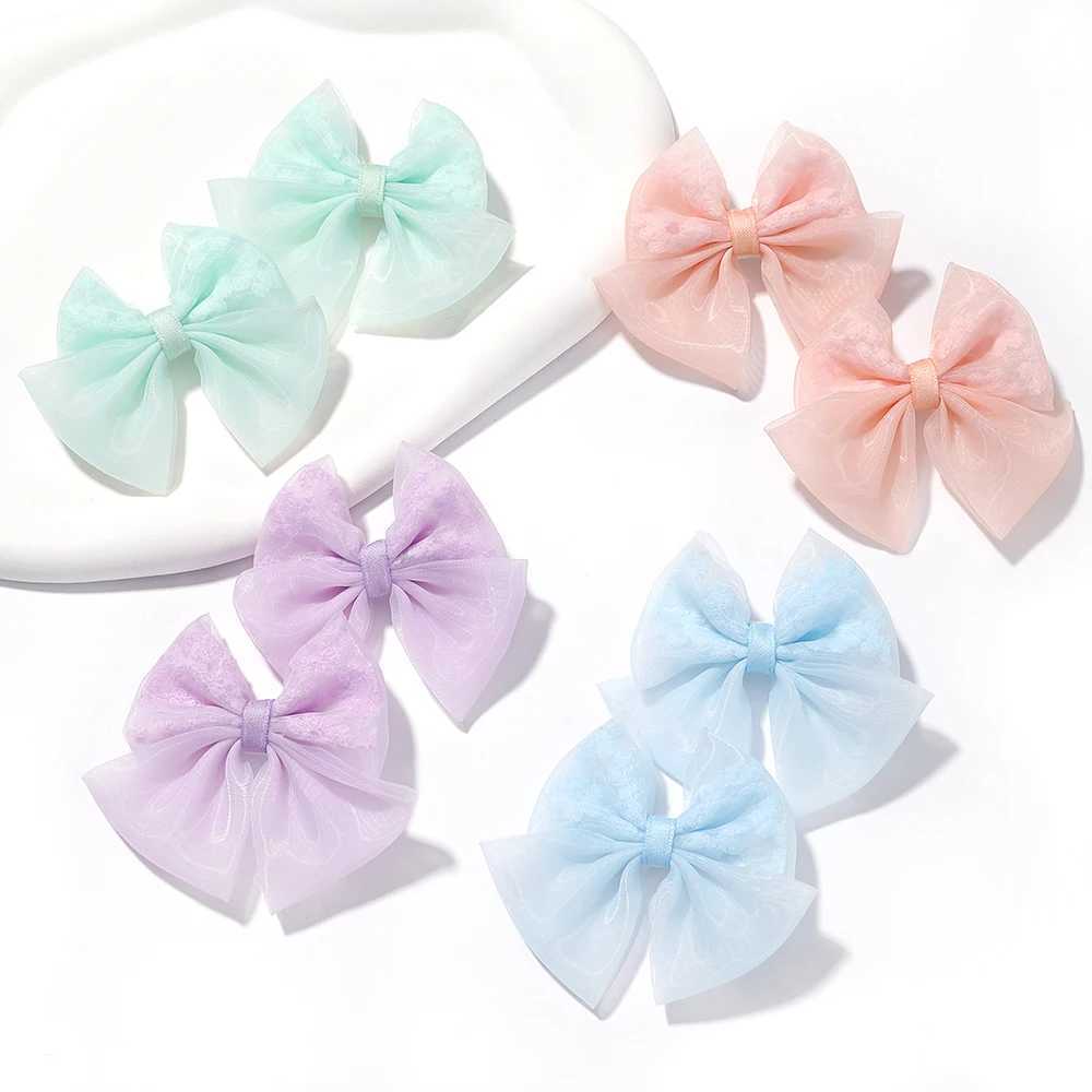 Accessoires de cheveux / Set New Girls Elegant Organza Bow Hairpins Sweet Kids Solid Safe Hair Clips Fashion Fashion Princesse Baby Hair Accessoires