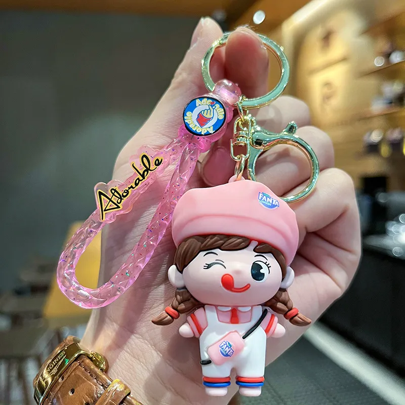 Cute Anime Keychain Charm Key Ring Lovely Doll Couple Students Personalized Creative Valentine`s Day Gift UPS
