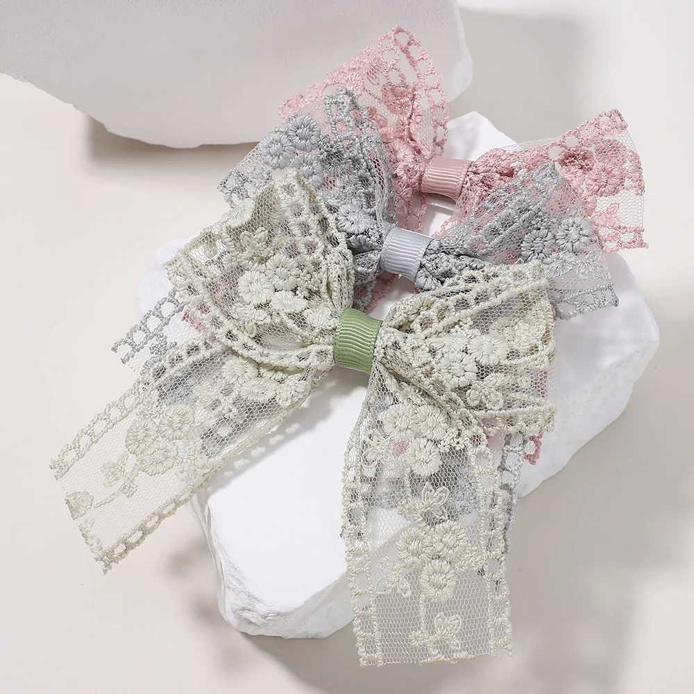 Hair Accessories Lace Embroidery Bow Hair Clip Solid HairPins Retro Headwear with Clips Girls Kids Princess Baby Hair Accessories Gift