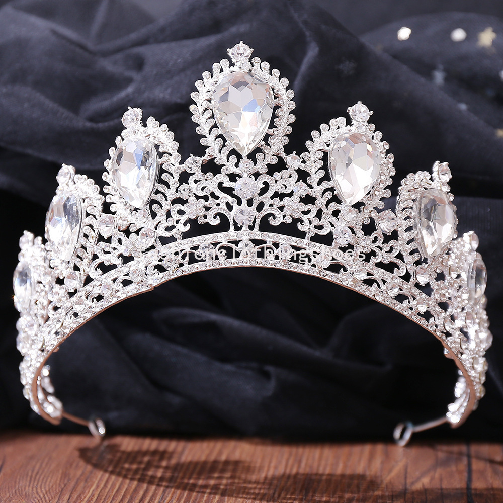 Luxury Princess Crown Women Opal Crystal Bridal Wedding Tiaras Crown pannband Hårtillbehör