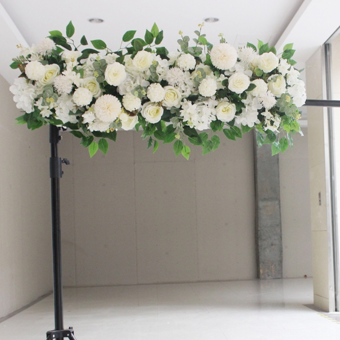 Dekorativa blommor kransar 50/100 cm diy bröllop blommor väggarrangemang levererar silke pioner rose konstgjord rad dekor järnbåge