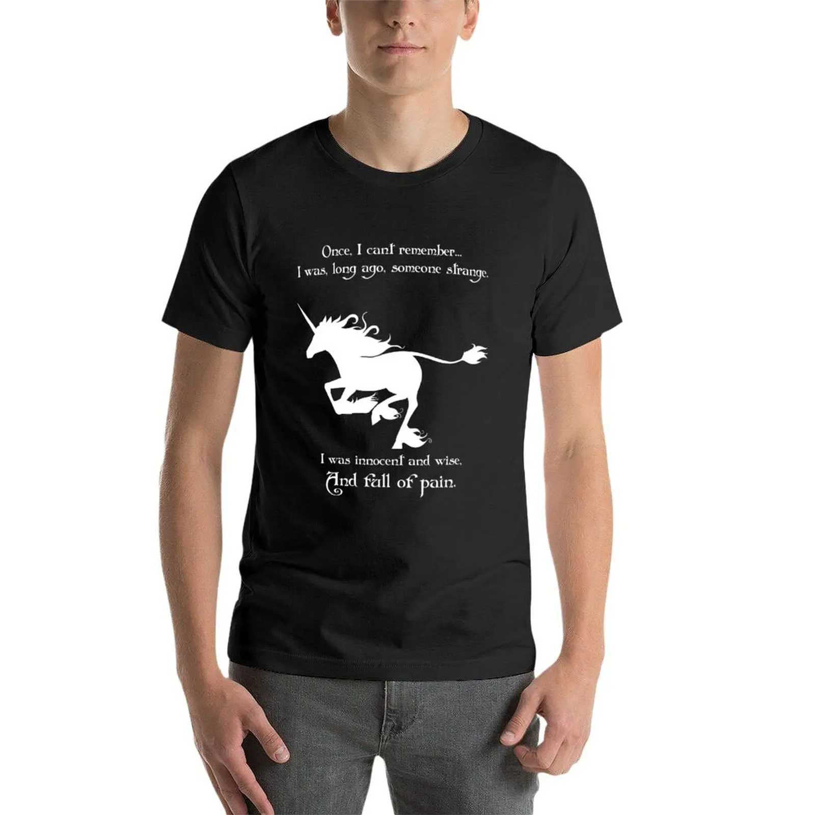 Herr t-shirts nya den sista unicorn grafiska löpande t-shirt anpassade t skjortor anpassade t-shirt anime t-shirt tung vikt t skjortor för män t240515