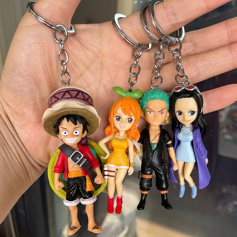 Kawaii Bulk Anime Car Keychain Doll Charm Luffy Chopper Key Ring Wholesale in Bulk Cute Couple Students Personalized Creative Valentine`s Day Gift 8 Style DHL