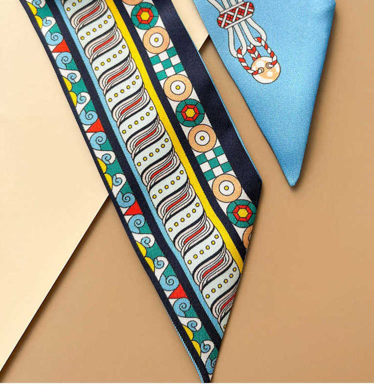 Kvinnans designer Silk Sarf Luxury Summer Scarves Wire Harness Wreath Twist Scarf Binding Handtag Randhandtag Dekoration Mulberry Silk Long Strip Binding