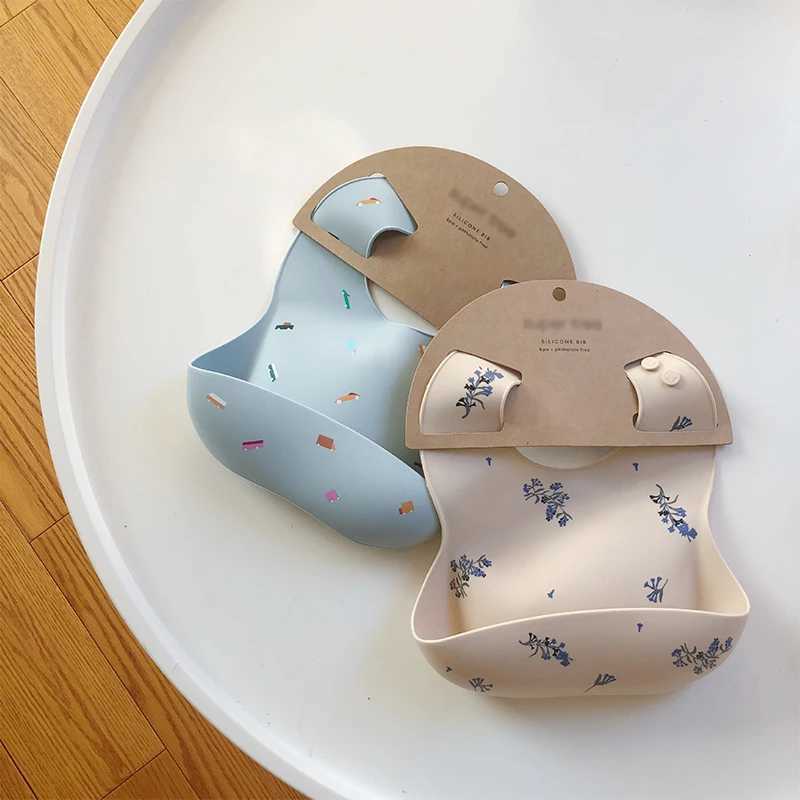 Burp dukar baby bib ins stil tryckt vattentätt mjukt silikon baby matning föremål söta mönster för barn flickor pojkar och små barn justerbar bibsl240514