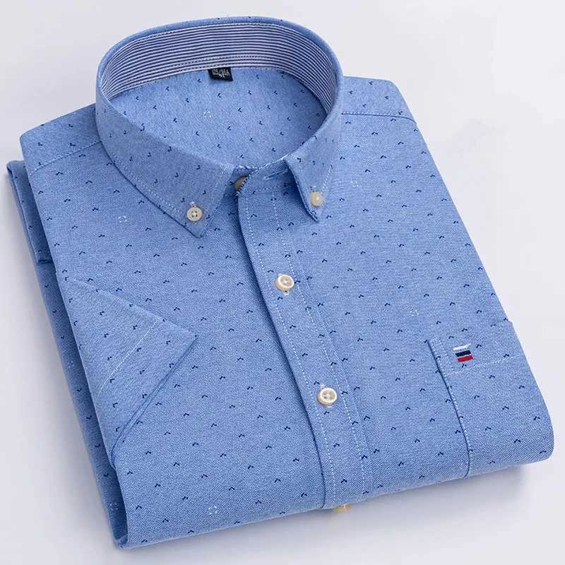 Camicie da uomo camicie da uomo di alta qualità Oxford cotone corta camicia a bluscia estate comfort traspassato classico a colori solidi affari il leisure y240514