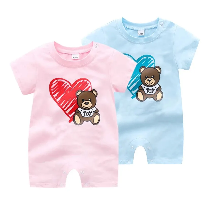 Summer Fashion Print Newborn Baby Clothes Cotton Round Neck Short Sleeve Toddler Baby Boy Girl Romper 0-24 months