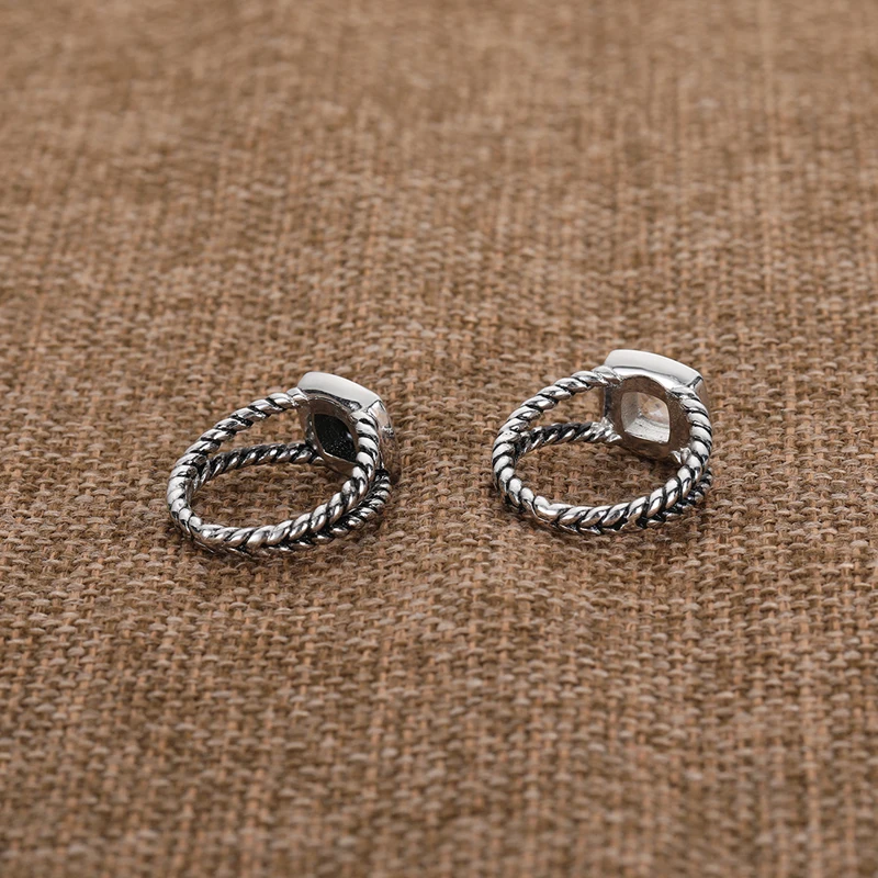 DY pokręcone pierścionki zespołu dla kobiet projektant biżuterii Pierścień Miedziki 7 mm Faux czarny onyks z cyrkonżu projekt mody damski