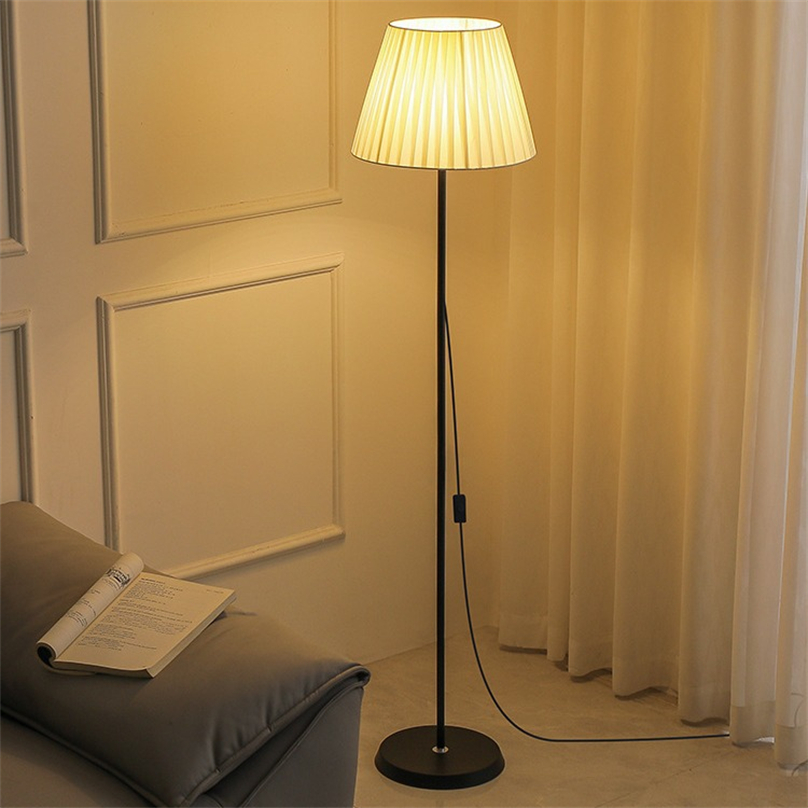 Aménagement de lampadaire de 5 pieds pour le salon, lampes debout modernes avec abat-jour en tissu, lampe haute minimaliste avec interrupteur, chambre à coucher, bureau E27 E26 US Plug ampoule non incluse