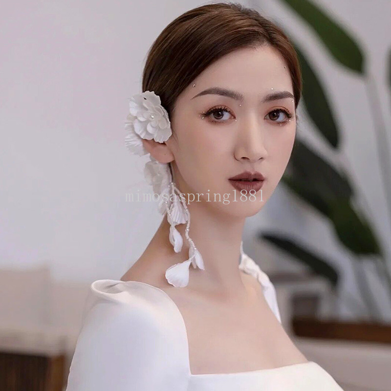 Korean Flower Ear Hanging Hair Band Bridal Wedding Headband Photography Headwear Bridal Accessories Bridesmaid Gift Wholesale