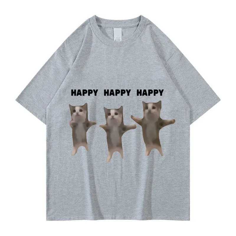 Herr t-shirts sommar män kvinnor bomull t-shirt rolig söt katt meme tops ts manlig mode trend kort slve kläder cat strtwear t240515