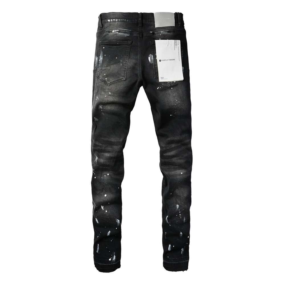 Purple Brand jeans American high street black paint distressed 9002