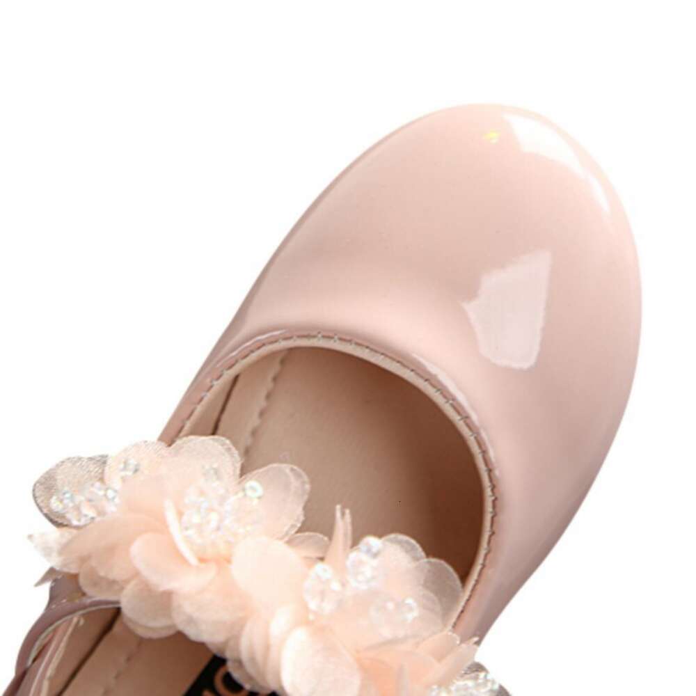 Walking Kids Pu Leather Big Flower Princess Party Wedding Child Girls Dance Shoes Anti-Slip Casual Sneaker L2405 L2405