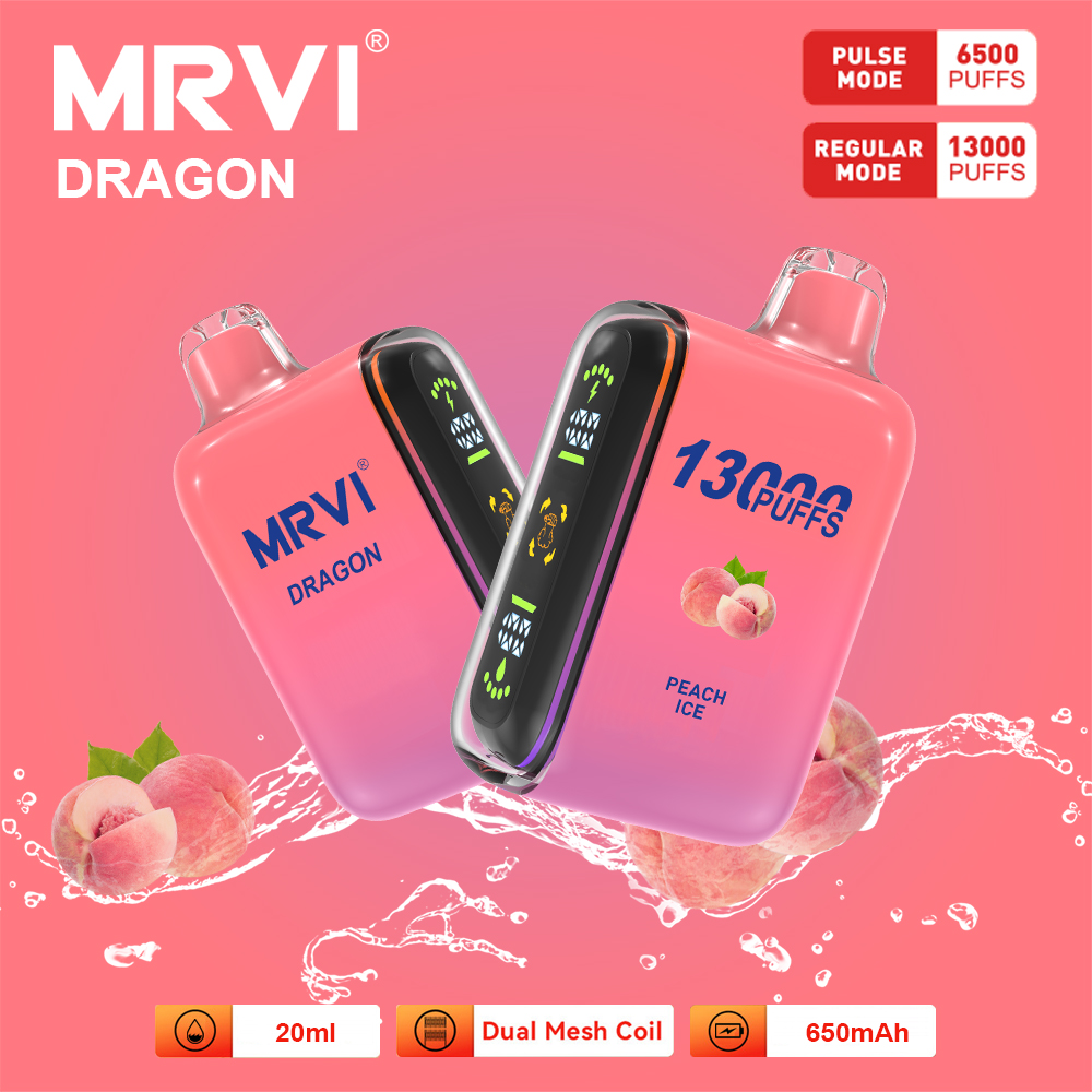 Oryginalny MRVI Dragon 13K Dieratna nad maniakiem Puff 15K Vapes E papieros 2% 3% 5% Waporyzator z cewki podwójnej siatki