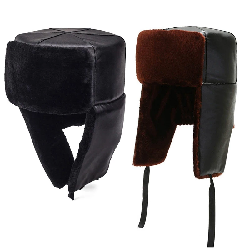 Cappello russo berretto russo con berretti di colore russo inverno caldi a orecchie russe.