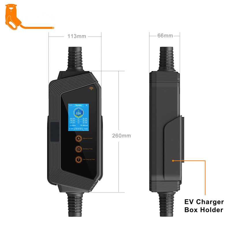 Fast Portable EV Charger GBT Plug 22KW 32A 3Phase Adjusting Current Wi-Fi Smart APP Control Electric Car Charging Station