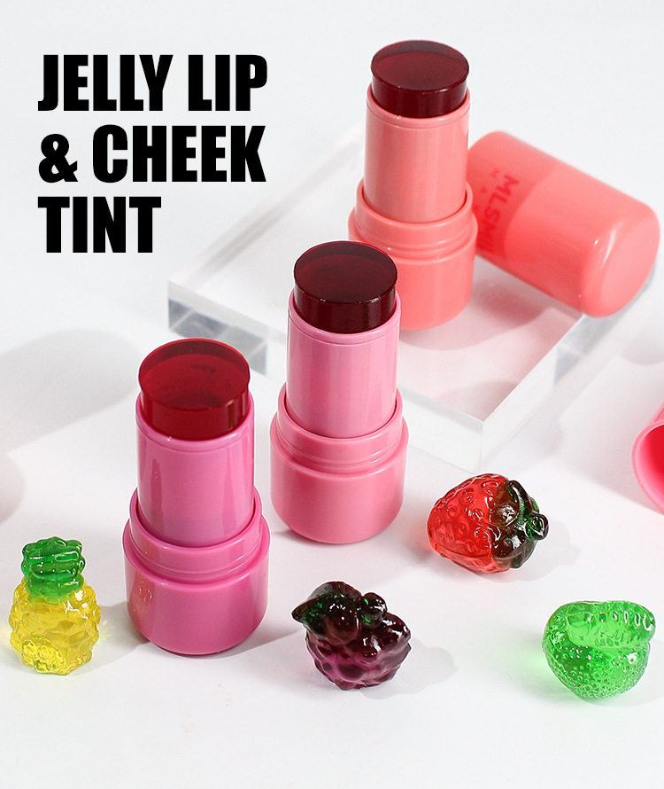 Jelly Lip Lipstick Cheek Tint Blush Blusher Dual-Use Langdurige in 4 kleuren C43X01