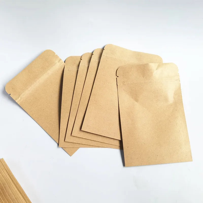 3 Sac de papier kraft métallisé latérale sac reclosable sac en aluminium en papier aluminium à chaleur plate scellable Sacches d'emballage alimentaire Sacs avec fermeture éclair